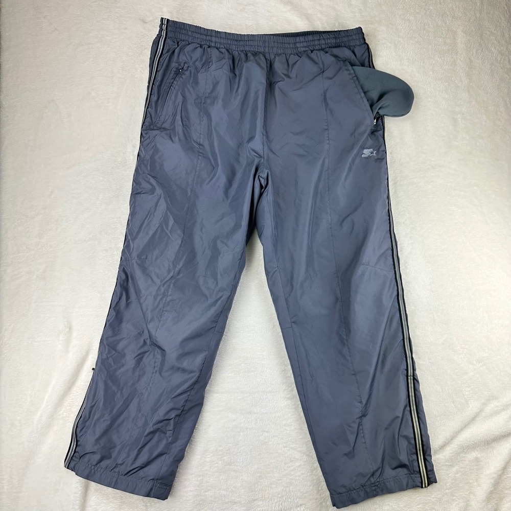Starter Track Pants Mens Athletic Dri-Star Regular L Flint Grey Stripe Poly